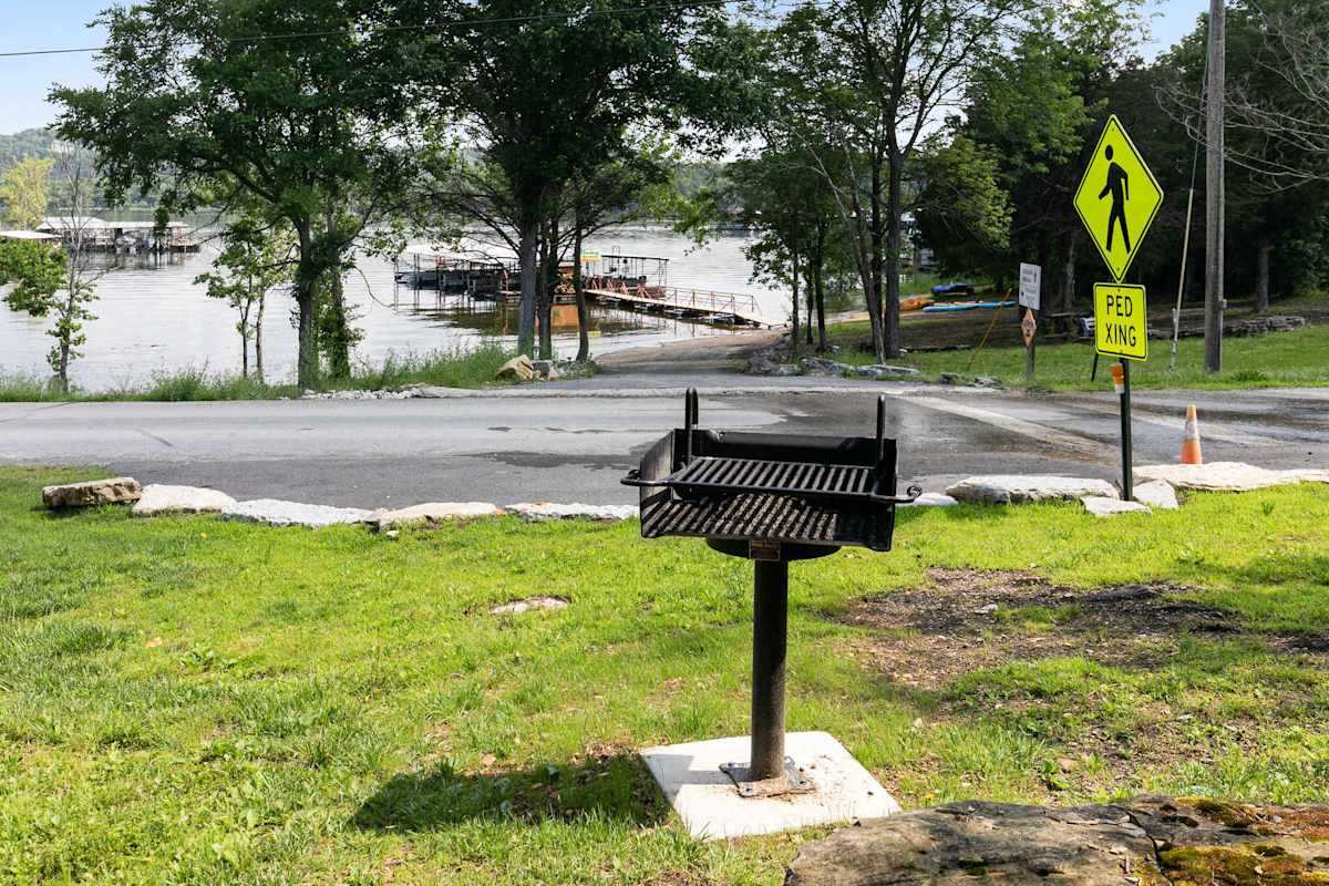 Covered deck with panoramic lake view